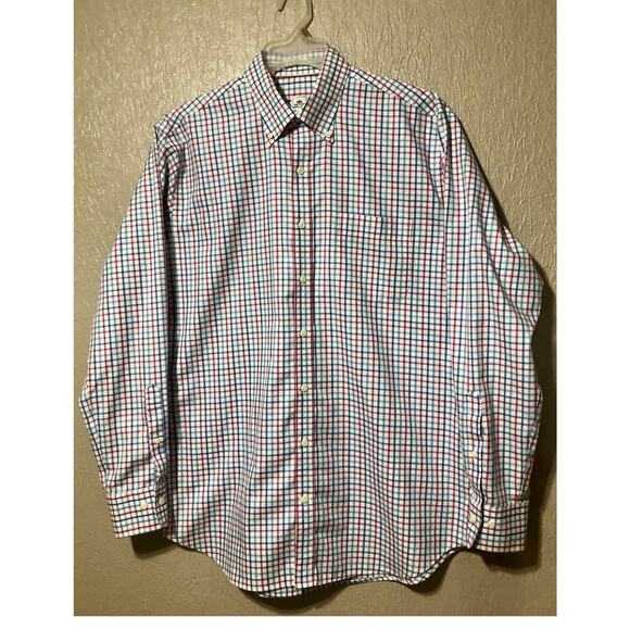 Peter Millar Nanoluxe Men Plaid Button Up Shirt Academia Preppy Blue Size Large - Picture 1 of 11